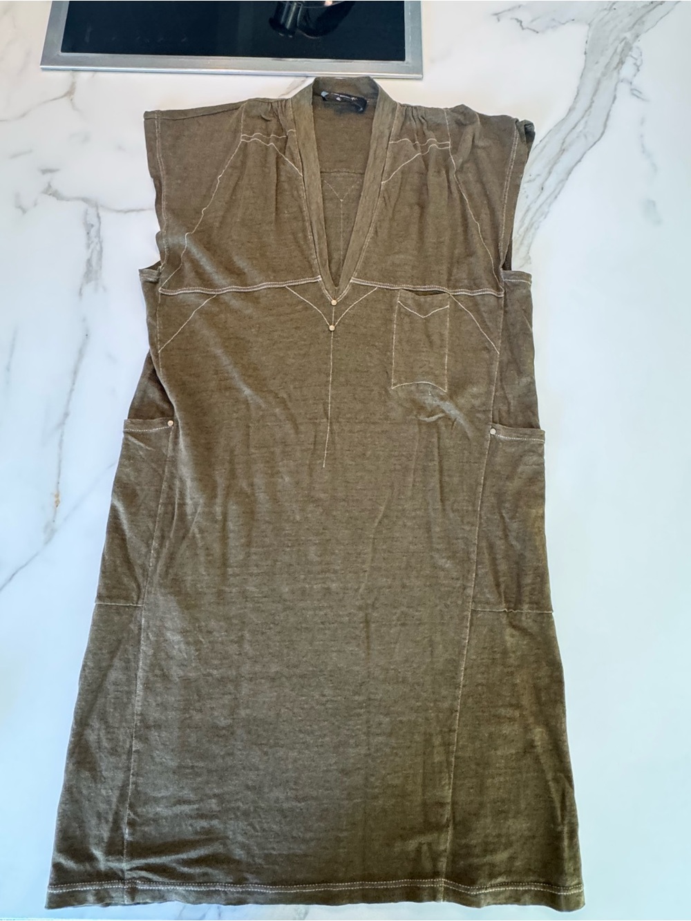 Isabel Marant Olive Green V-Neck Sleeveless Tunic